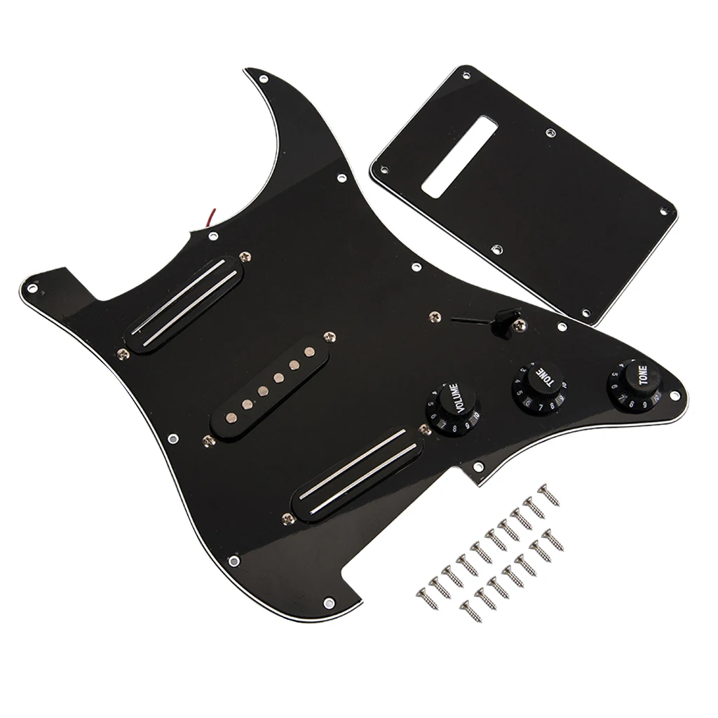 3 Ply Electric Guitar Prewired Loaded Pickup Pickguard Scratch Plate with Back Cover Mounting Screws