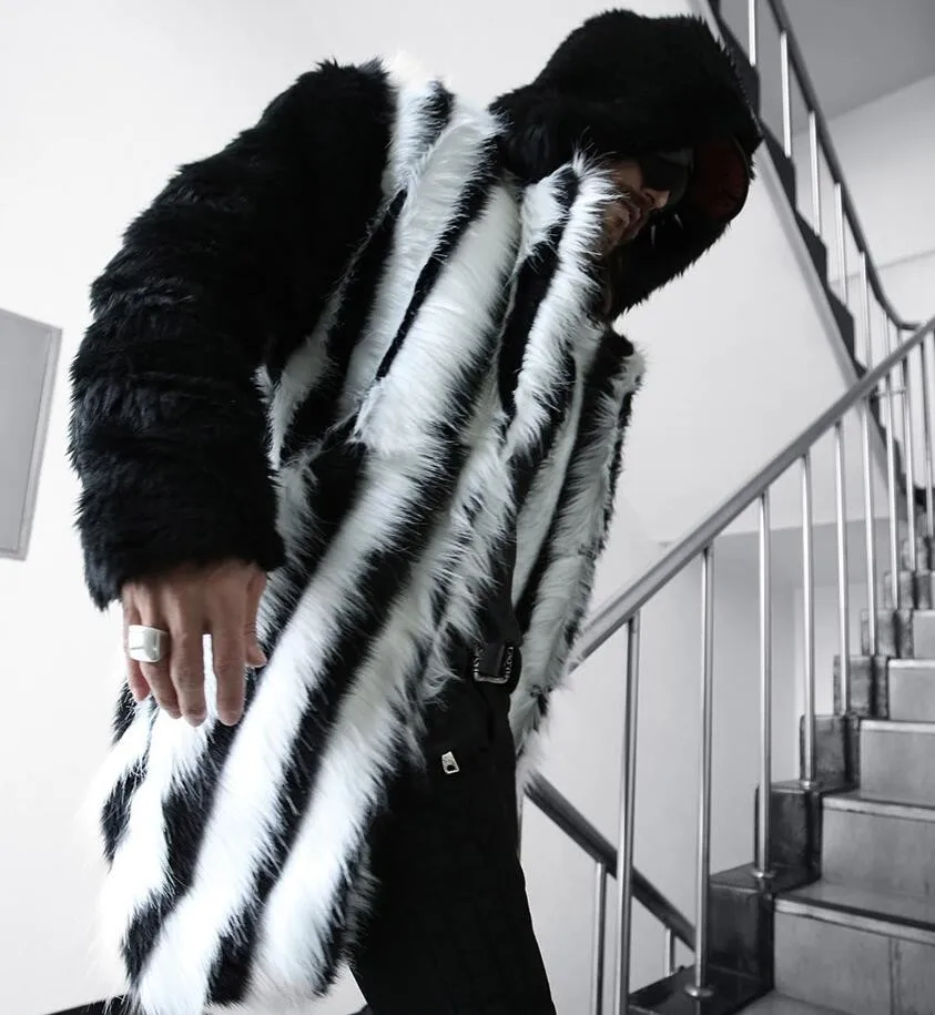 Мужское длинное зимнее пальто из искусственного меха, модные утепленные куртки с капюшоном из лисьего меха разных размеров, высококачественные мужские удобные теплые пальто