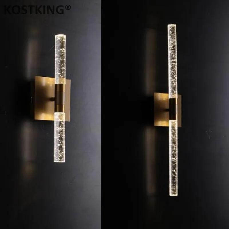 

modern led bubble crystal Wall Lamp for dining room Bedside Champagne Gold wall sconce Lamp Luminaire Bathroom Light 110-240V