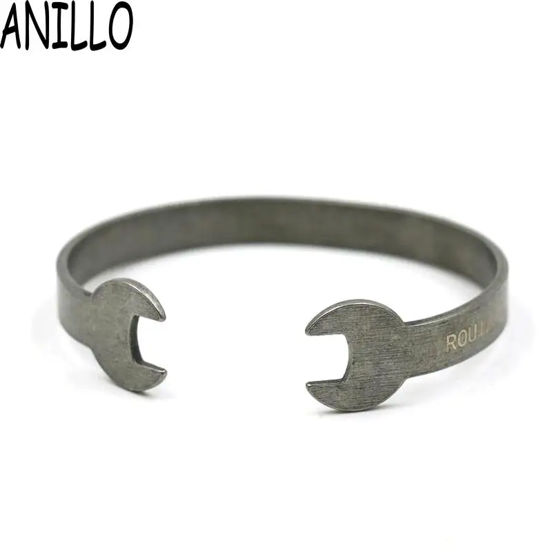 ANILLO бренд мужской гаечный ключ Браслеты винтажные серебряные механик Рок