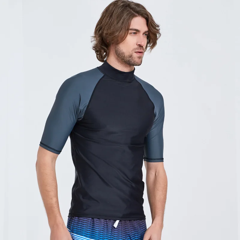 UPF 50+, летний пляжный костюм для дайвинга, для серфинга, Мужская футболка с коротким рукавом, для плавания, серфинга, гидрокостюм, защита от солнца, УФ - Цвет: Dark Gray