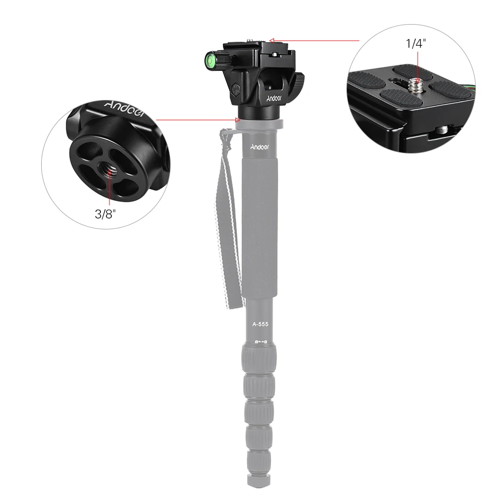 Andoer Высокое качество 1 шт. 2 Quick Release Plate с M 12 монопод поворотная головка панорамной