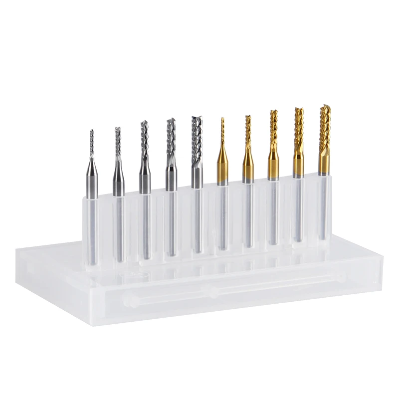 

10pcs/lot CNC Router Bit 3.175mm PCB Milling Cutter 1.0-3.0mm Carbide End Mill CNC Cutters For Engraving Carver Router Machine