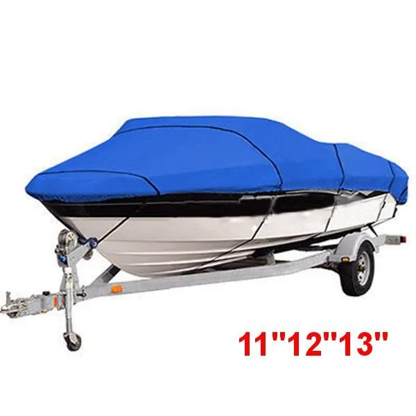 

420*270cm 11' 12' 13' Boat Cover beam-90" Heavy Duty Trailerable Fish - Ski V-Hull Blue