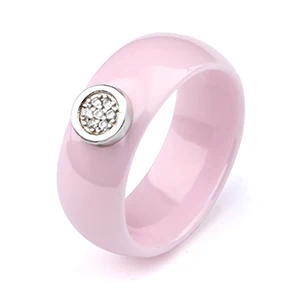 Керамическое кольцо s 8 мм, модные изысканные стразы, керамическое кольцо для женщин плюс один большой кристалл, Свадебное женское подростковое кольцо, ювелирное изделие - Цвет основного камня: Pink 8mm Ring
