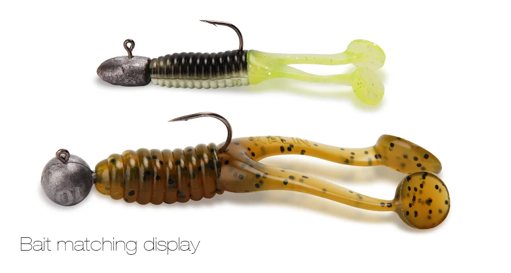New 10 Pcs 45mm 0.9g,80mm 5.3g Silicone Double Tails Worms Fishing Lures Soft Bait Sea River Lake Carp, Pike, Bass Fishing  (6)
