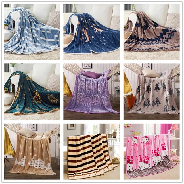 120x200 150x200cm soft warm printed plush flannel blanket throw
