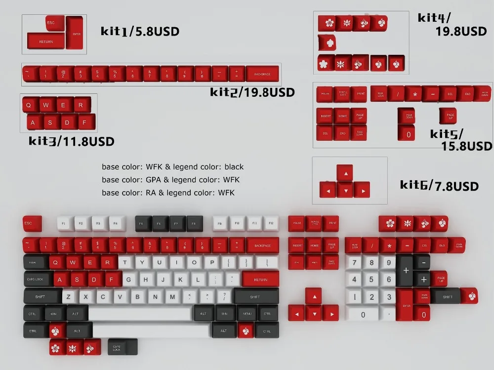 MAXKEY основа doubleshot ABS SA профиль набор ключей для механической клавиатуры