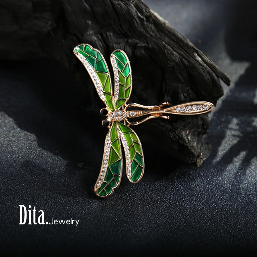 Fashion Vintage Rhinestone Dragonfly Brooch Pin Decorative Garment