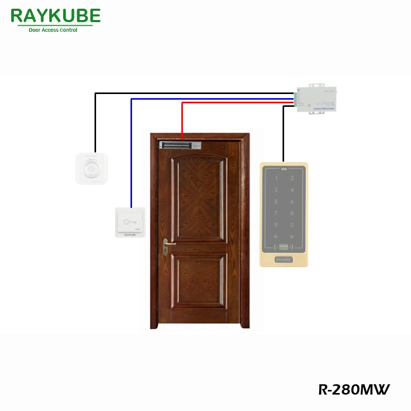 RAYKUBE 280 кг(600lbs) Магнитный Водонепроницаемый Электрический замок для система контроля допуска к двери R-280MW