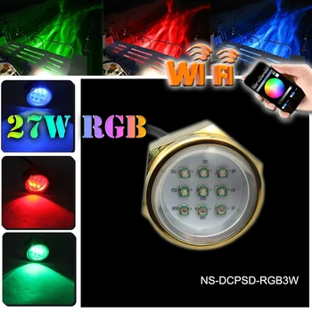 

Led Marine Lamp 27W Boat Drain Plug Light 9 LED Boat Light Underwater Boat Lamp 12V/24V RGB WIFI control