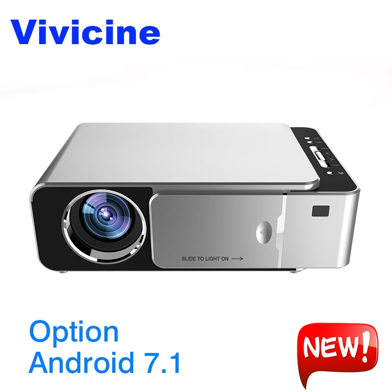 VIVICINE Newest V200 1280X720P LED HD Projector, Optional Android 7.1 Bluetooth,Support 4K Wifi HDMI USB LCD Home Theater Beamer