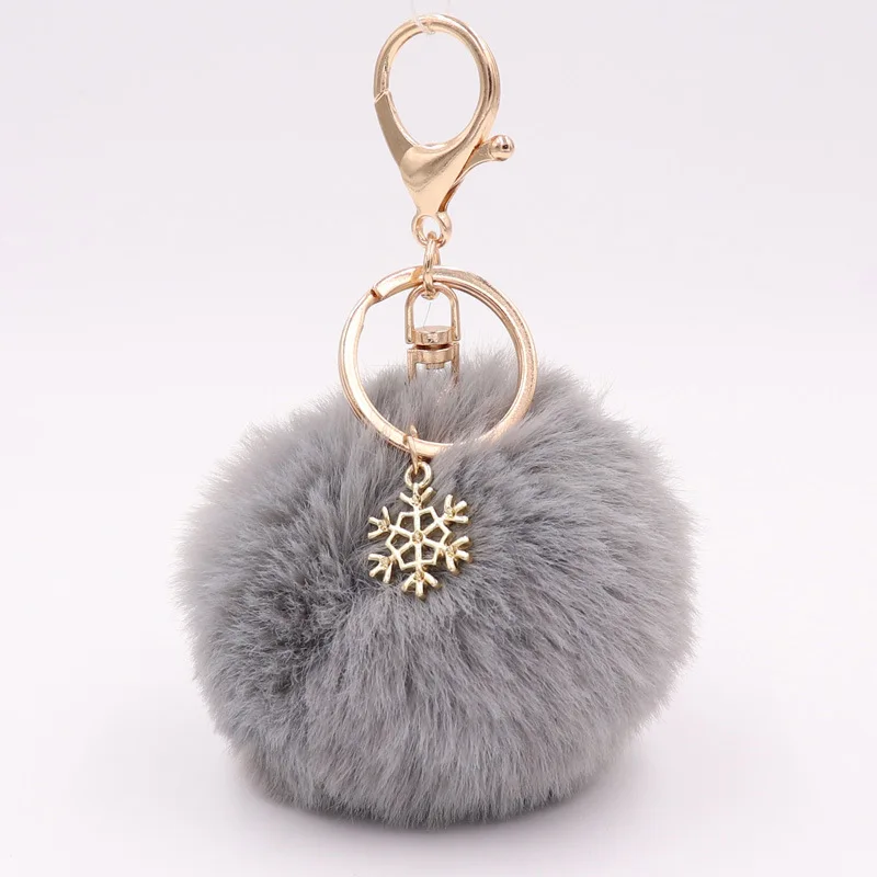 

1PC High quality Faux Fur Ball 8cm Pompom Keychain Car Keyring Rabbit Fur Ball Keychain Fur Brand Pompons Bag Charms With