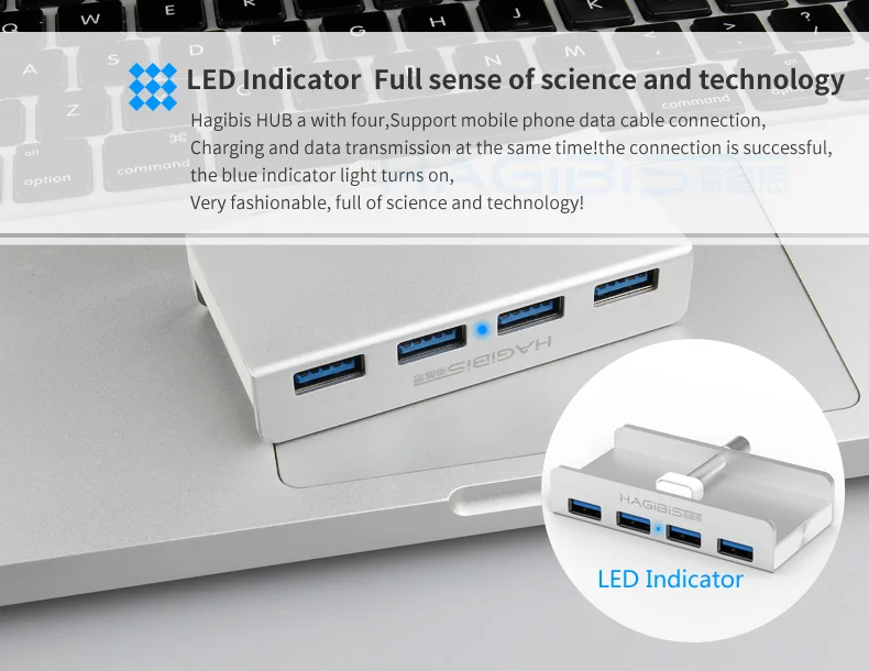 Сверхтонкий usb-хаб hagибис с 4 портами, высокоскоростной алюминиевый usb-хаб, usb-хаб, интерфейс питания для компьютера Macbook, usb-хаб