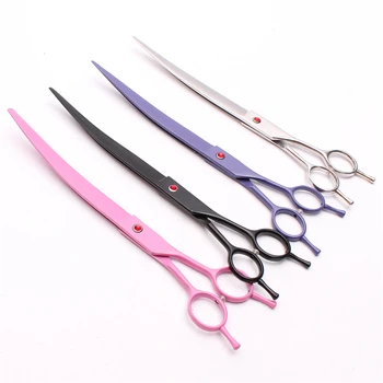 

9" 24cm JP 440C Engraving Logo Grooming-for-dog Big Size Scissors Bend UP Cutting Shears Pets Hair Clipping Shears Add Bag C4005