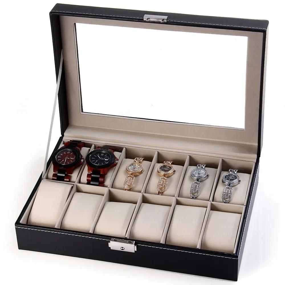 Brand New Watch Box 12 Grids PU Leather Watch Box Jewelry Display Storage Case Organizer Watch Boxes Holder Reloj Caixa Relogio Brand New Watch Box 12 Grids PU Leather Watch Box Jewelry Display Storage Case Organizer Watch Boxes Holder Reloj Caixa Relogio
