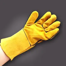 1 пара защитных перчаток для работы, перчатки для сварки из воловьей кожи, огненные высокотемпературные кухонные износостойкие микроволновые печи