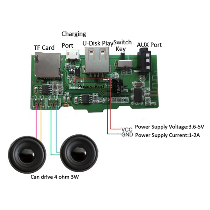 MP3 декодер беспроводной Bluetooth аудио приемник модуль 2x 3W u-диск AUX FM TF карта mp3-плеер