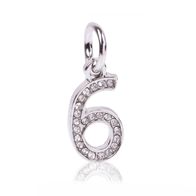 Кольцо удачи от 0 до 9,, серебряные цифровые бусины, очаровательный браслет Pandora, Европейская мода, ювелирные изделия для женщин, подарок девушке