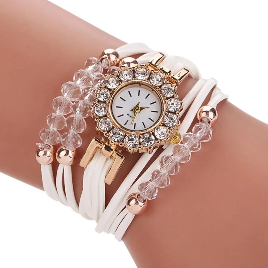 

Simple scale flower shaped dial, lady quartz fashion watch, fashionable beads, fine bracelet, lady Bracelet Watch