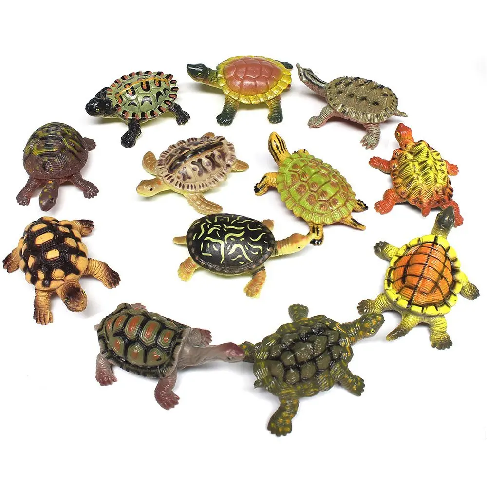 12 pcs /set Emulational Realistic small animals tortoise Plastic
