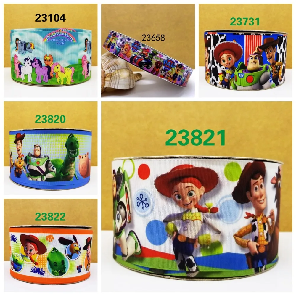 

Free shipping 50 yard Cartoon printed grosgrain ribbon 23822