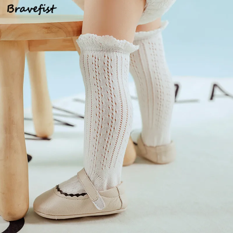 

0-2Y 2018 Cute Baby Long Booties Kids Floral Knee High Socks Children Baby Girls Knee High Socks With Net Baby Princess Socks