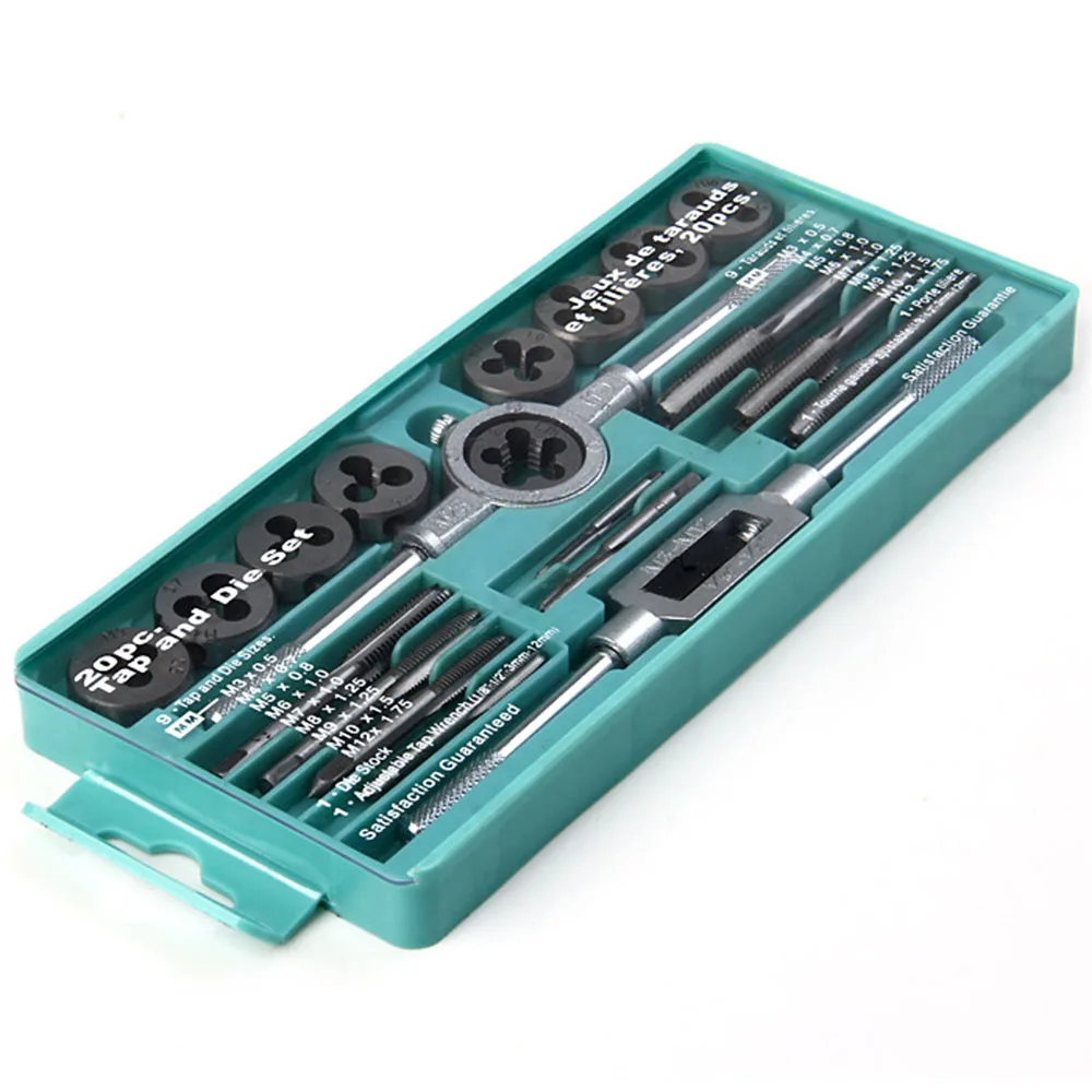 20PCS Tap and Die Set Metric Hardware Tool Combination with Adjustable
