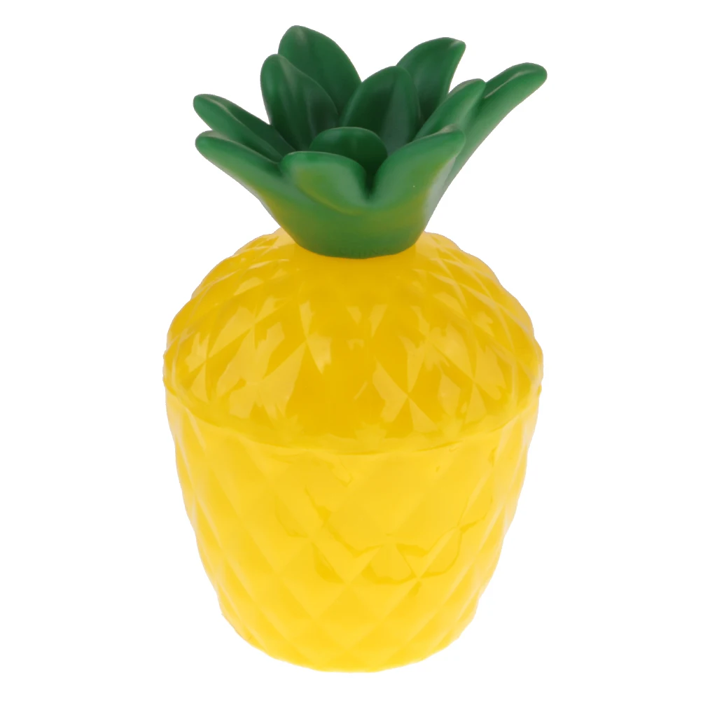 6x Plastic Tropic Pineapple Drinking Cup & Straw Hawaii Luau Beach Party Decor