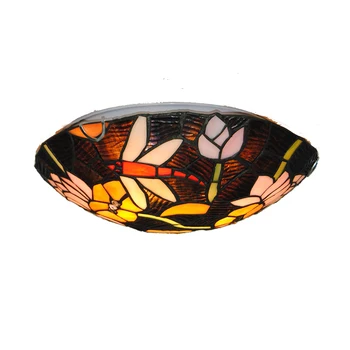 

European Dragonfly Pattern Ceiling Light Modern Simple Stained Glass Lampshade Hanging Lamp Dining Room Home Decorative CL288
