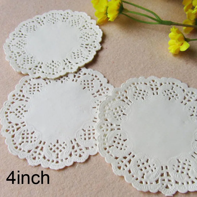 4inch(10cm) Romantic Embossed Round Paper doily Cake Doilies (1000pcs