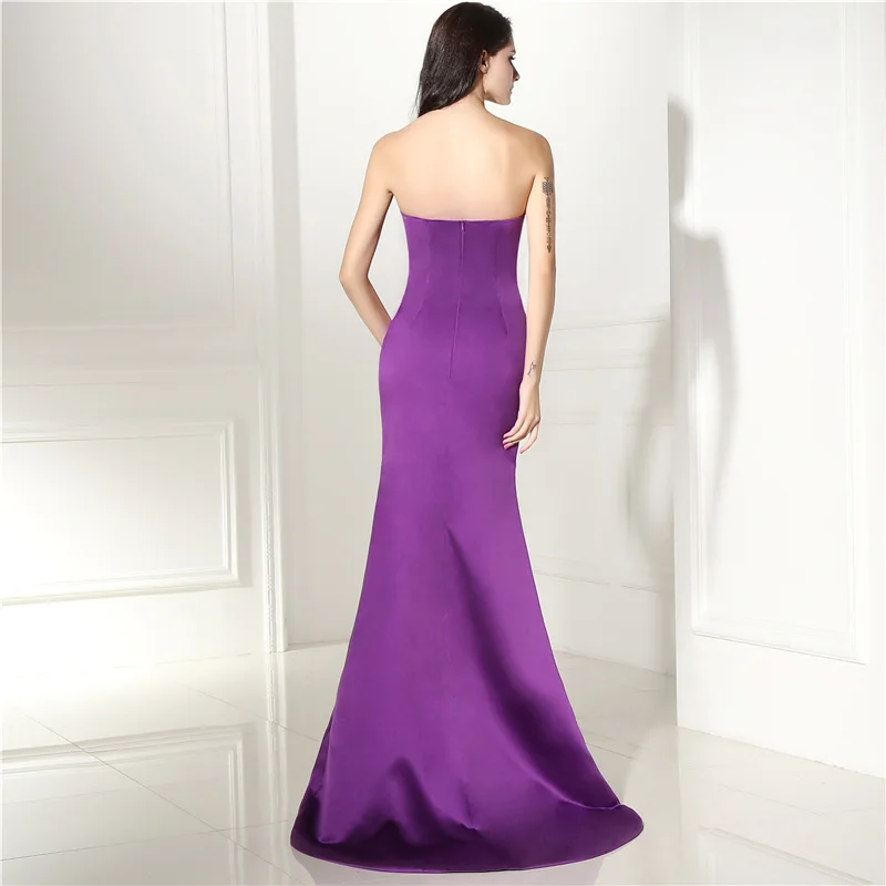 Фиолетовый плюс размер 2019 длинные элегантные вечерние платья v-образным вырезом спинки атласное Формальное вечернее платье для вечеринки
