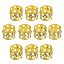 10 шт./партия, 13 мм, золото, стразы, косы для волос, дредлок, бусины, кристалл, регулируемая оплетка, манжеты, зажим, средство для наращивания волос