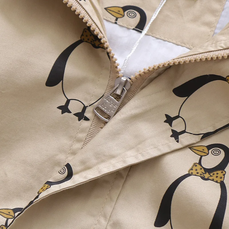 IYEAL/весеннее Детское пальто с милым пингвином; Осенняя детская куртка; Верхняя одежда для мальчиков; пальто для активного отдыха; ветровка для мальчиков; одежда для малышей