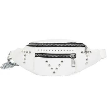 

simple versatile messenger bag zipper print pockets rivet fashion fanny pack for women bolso cangurera mujer