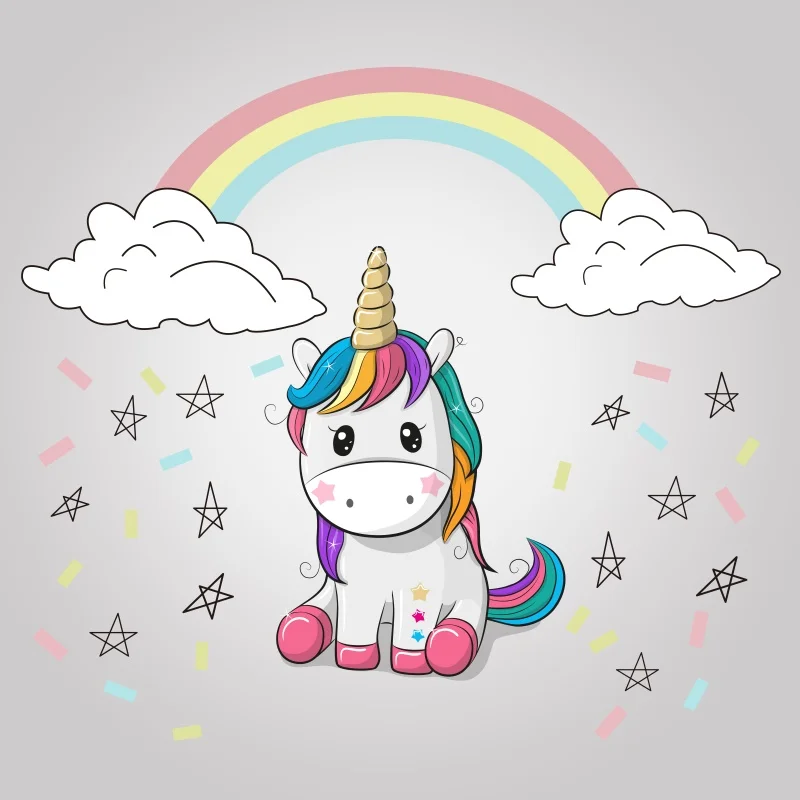 Laeacco Rainbow Unicorn День рождения облако плакат для портретной фотографии фонов фото