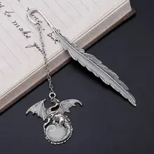 Glow In The Dark Luminous Book Marker Creative Feather Dragon Bookmark Label School Office Stationery