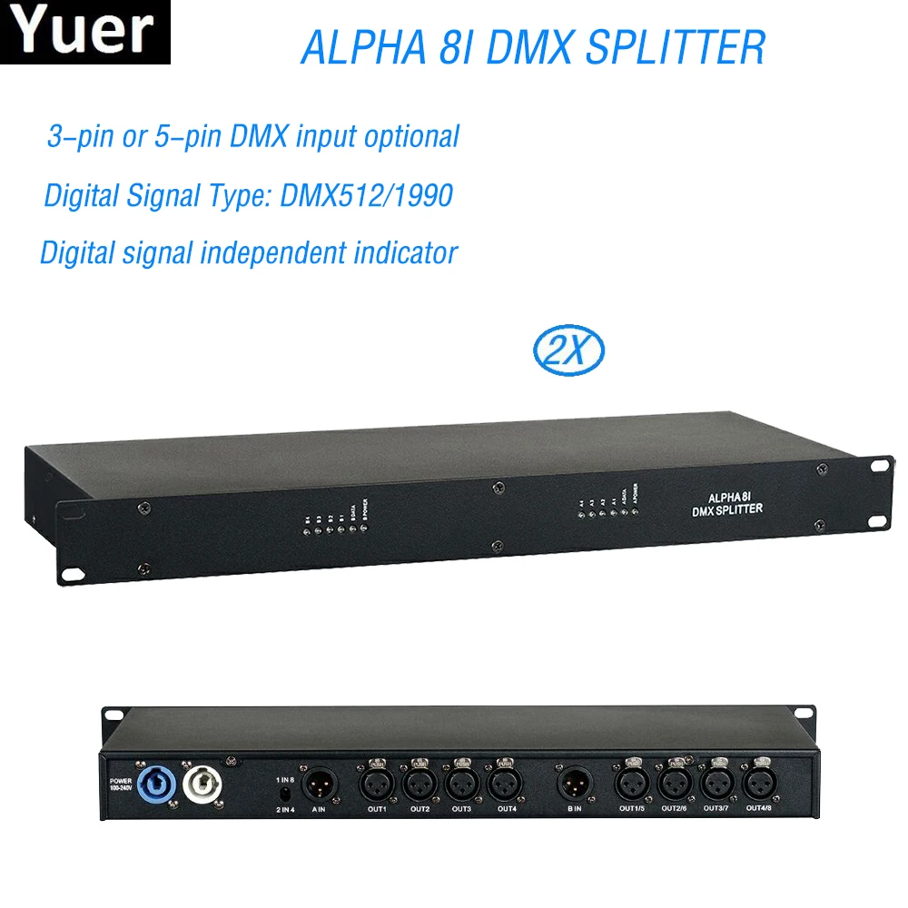 2 шт./лот Новый DJ оборудование Alpha 8I DMX Splitter 3pin или 5pin DMX вход дополнительно для перемещения головы Par Банок этап эффект DJ Fogger