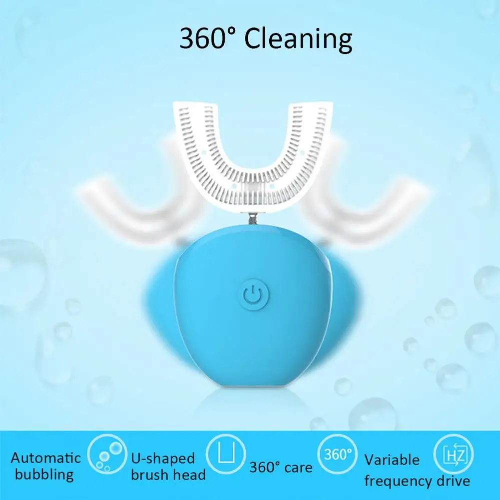 

360 Degrees Intelligent Automatic Sonic Electric Toothbrush U Type Tooth Brush USB Charging Tooth Teeth Whitening Blue Light