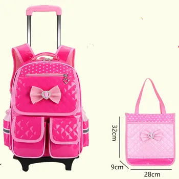

Waterproof Wheeles Bags School girls 2017 Removable Trolley Backpack School Children Large Capacity Book Bags Travel Luggage Bag