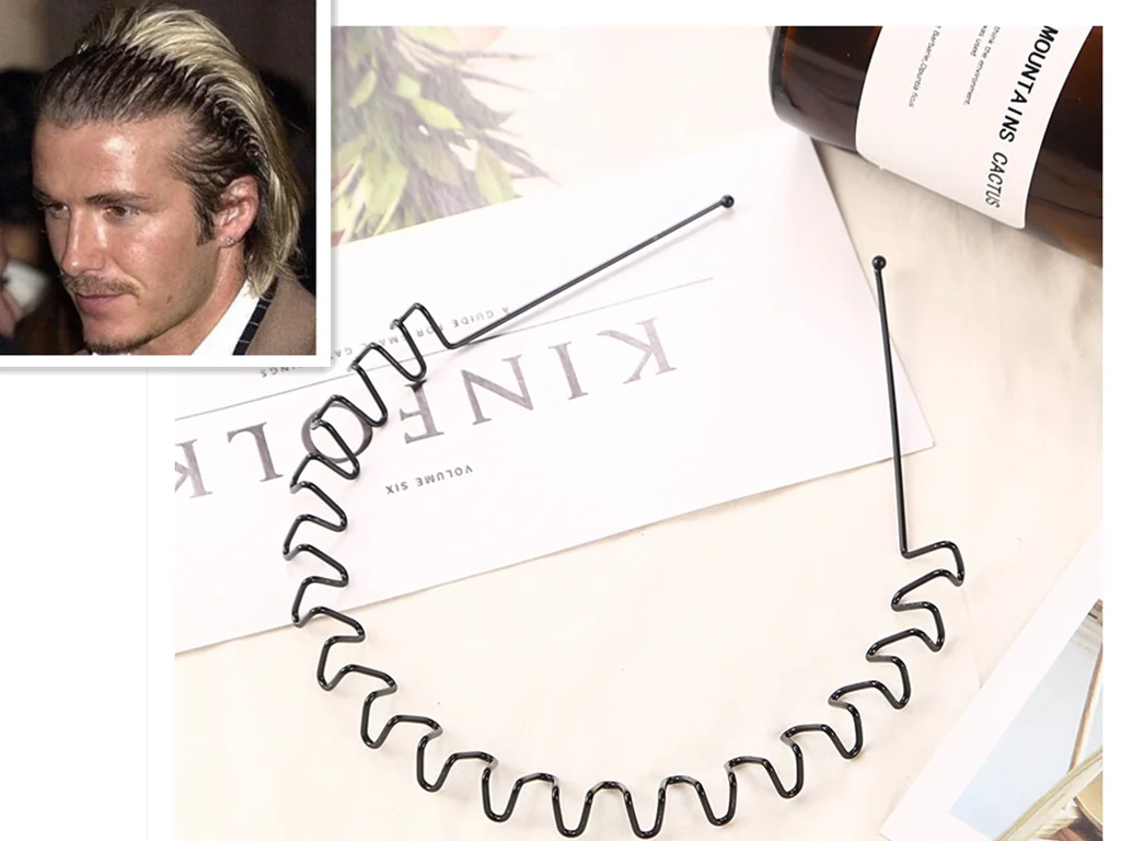 

Fashion David Beckham Style black Metal Male Headbands Men Wave Hairband Hair Accessories