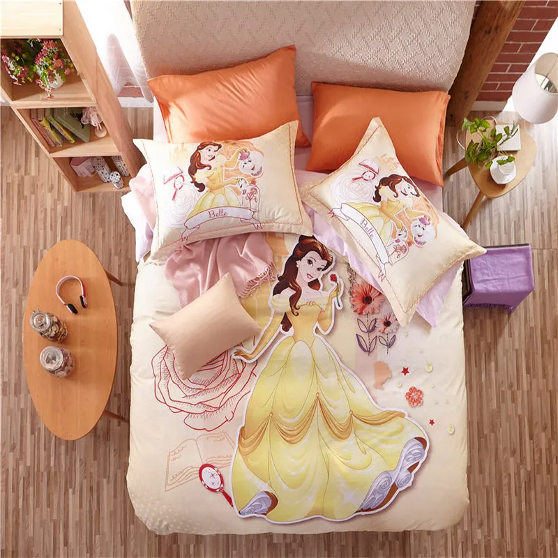 Красота и с рисунком из мультфильма Красавица Чудовище комплекты постельного