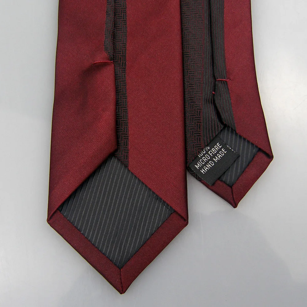 Lammulin Для мужчин костюм Галстуки темно-красный границы Дизайн черный вертикальные полосы половина проверяет ГАЛСТУК ЖАККАРДОВЫЕ узкий галстук 6 см свадебная вечеринка