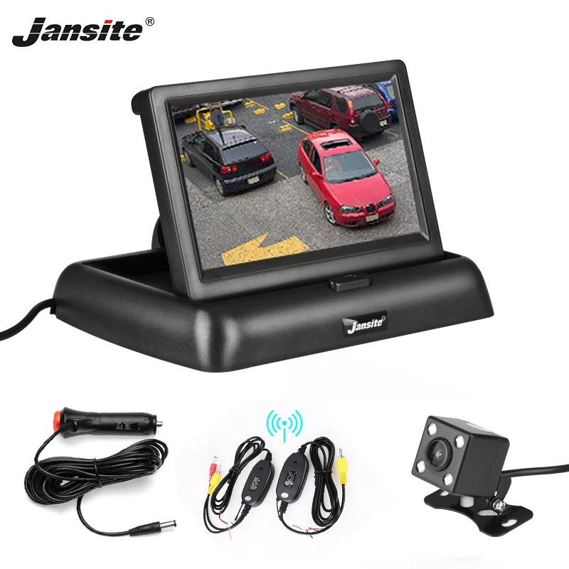 

Jansite 4.3" Foldable Car Monitor TFT LCD Color Display Cameras Reverse Camera Parking System for Rear view Monitors NTSC for RV
