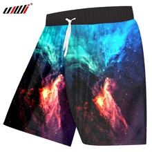UJWI, летние, крутые, с принтом, цветные, Аврора, Космическая Звезда, шорты, мужские, быстросохнущие, дышащие, тренировочные штаны, эластичные, для фитнеса, 3d, повседневные шорты