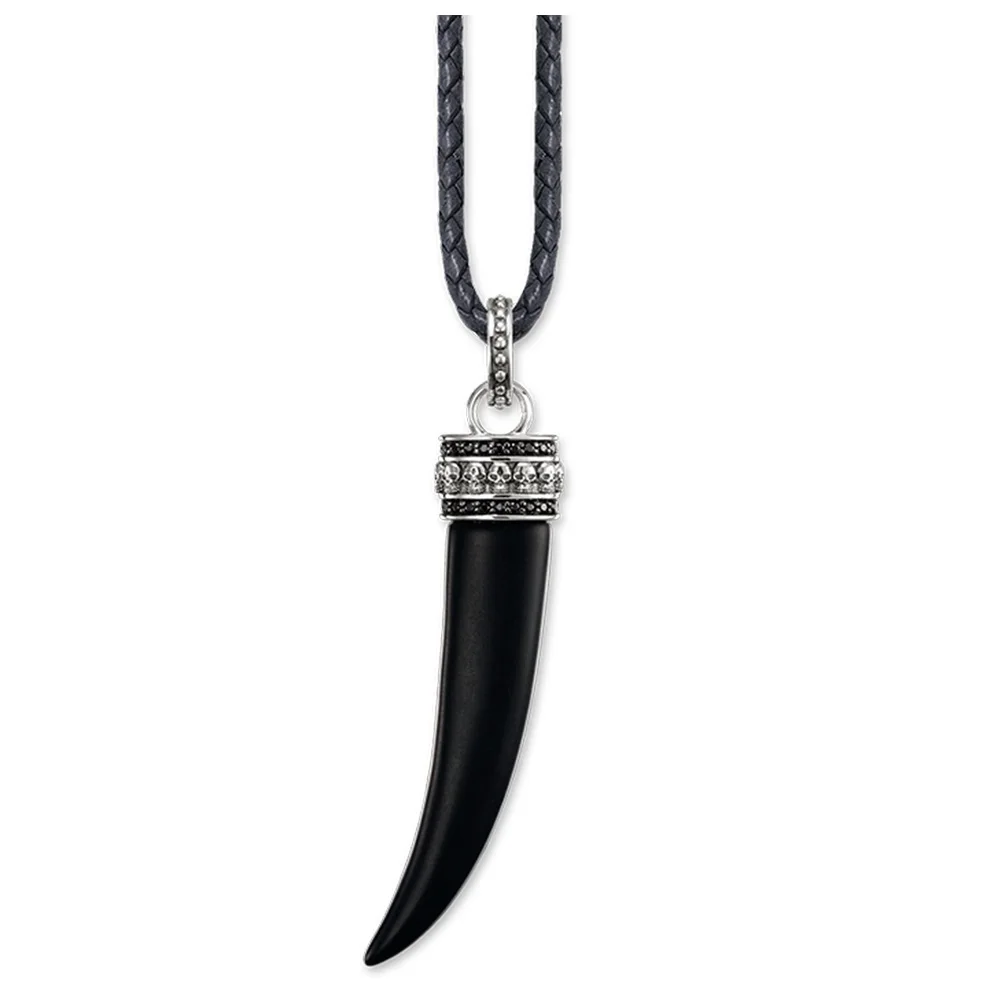 

Black Tiger Tooth Pendants Leather Necklaces For Women Men,2019 New 925 Sterling Silver Rebel Fashion Jewelry Gift Heart Bijoux