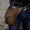 Quality Leather Men Design Casual Brown Classic Shoulder Sling Bag Multi-function Fashion Travel Waist Belt Pack Leg Bag 211-3 ► Photo 1/6