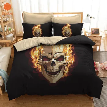 

3D Fire Skull Soft comforter bedding sets With Pillowcase 48x74cm Printed Polyester Duvet Cover Set Full Queen King SizeSj232