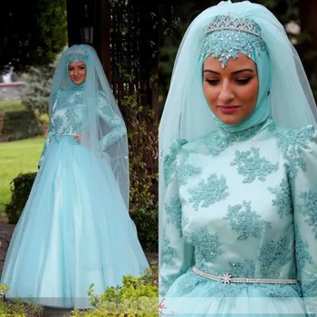 

Vestido De Noiva Fashion Elegant Wedding Party Dresses Beaded Long Sleeve Saudi Arabia Muslim Prom Gown
