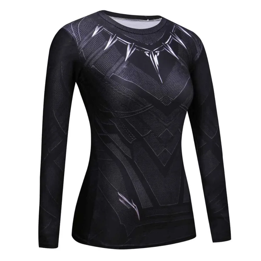 Black Panther Compression Shirt 3D Printed T shirts Women Captain